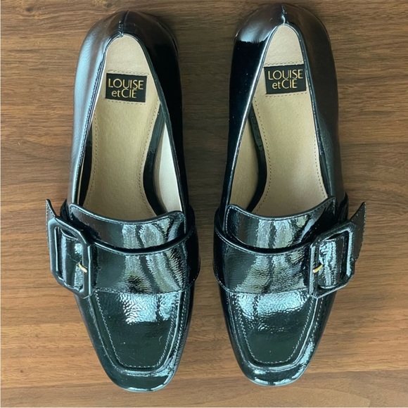 LOUISE et CIE Black Patent Loafer Shoes Size 6.5M/37 - Picture 2 of 8